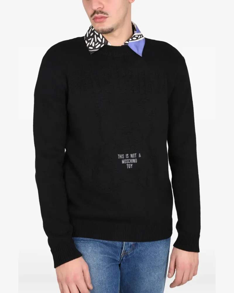 Moschino Pullover mit Slogan-Intarsie - Schwarz Schwarz