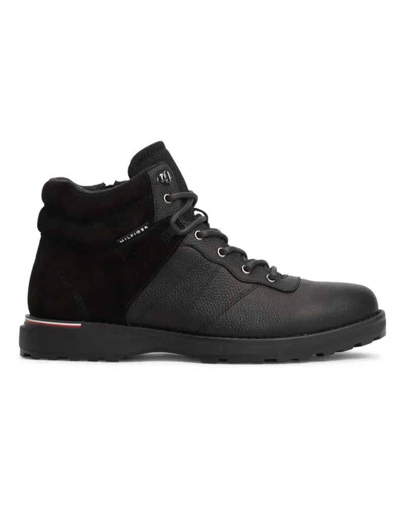 Tommy Hilfiger Stiefel aus gekörntem Leder mit Einsätzen - Schwarz Schwarz