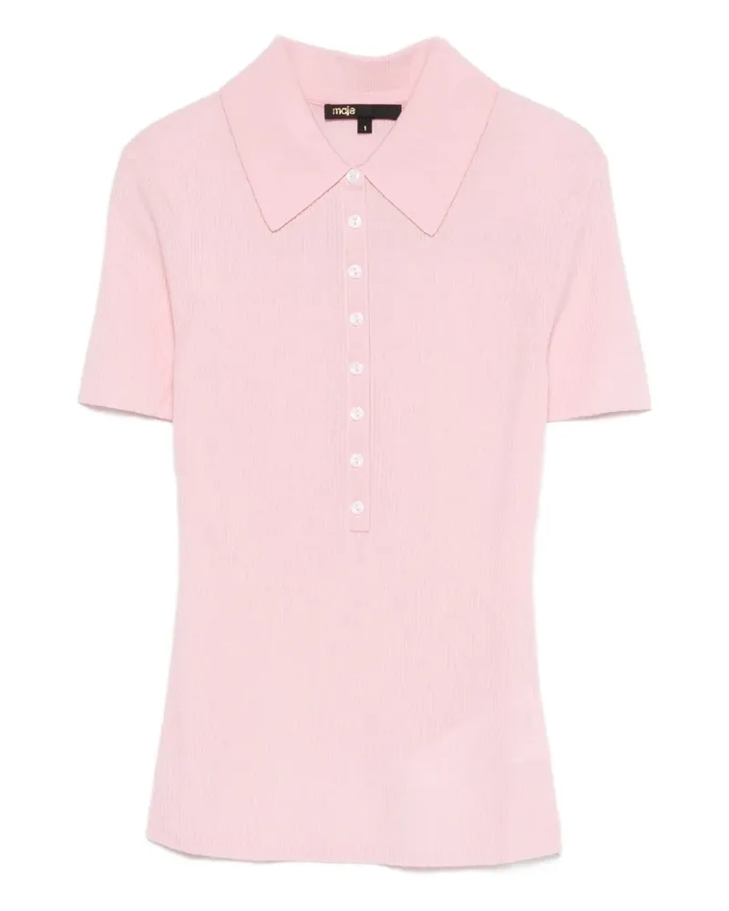 Maje Geripptes Poloshirt mit Knöpfen - Rosa Rosa