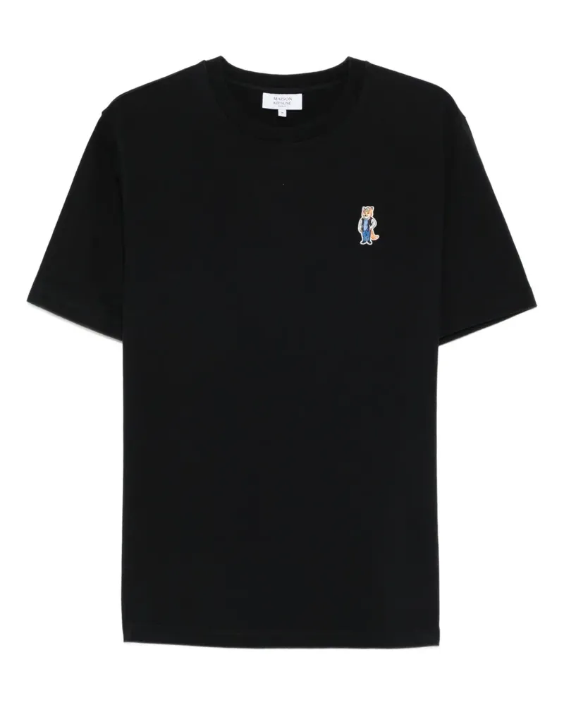 Kitsuné Dressed Fox T-Shirt mit Stickerei - Schwarz Schwarz