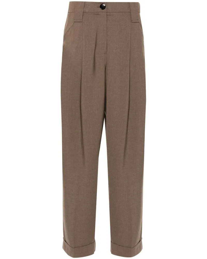 Ganni Plissierte Tapered-Hose - Braun Braun