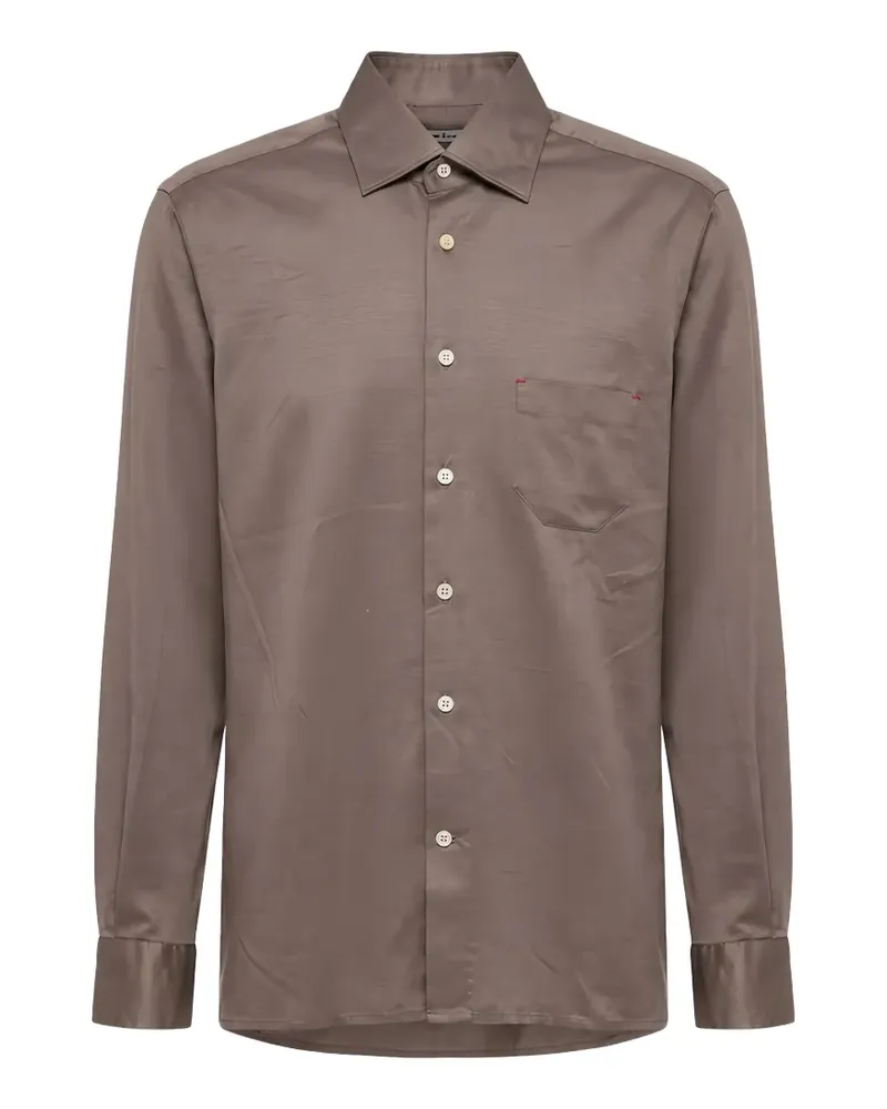 Kiton button-down chest-pocket shirt - Braun Braun