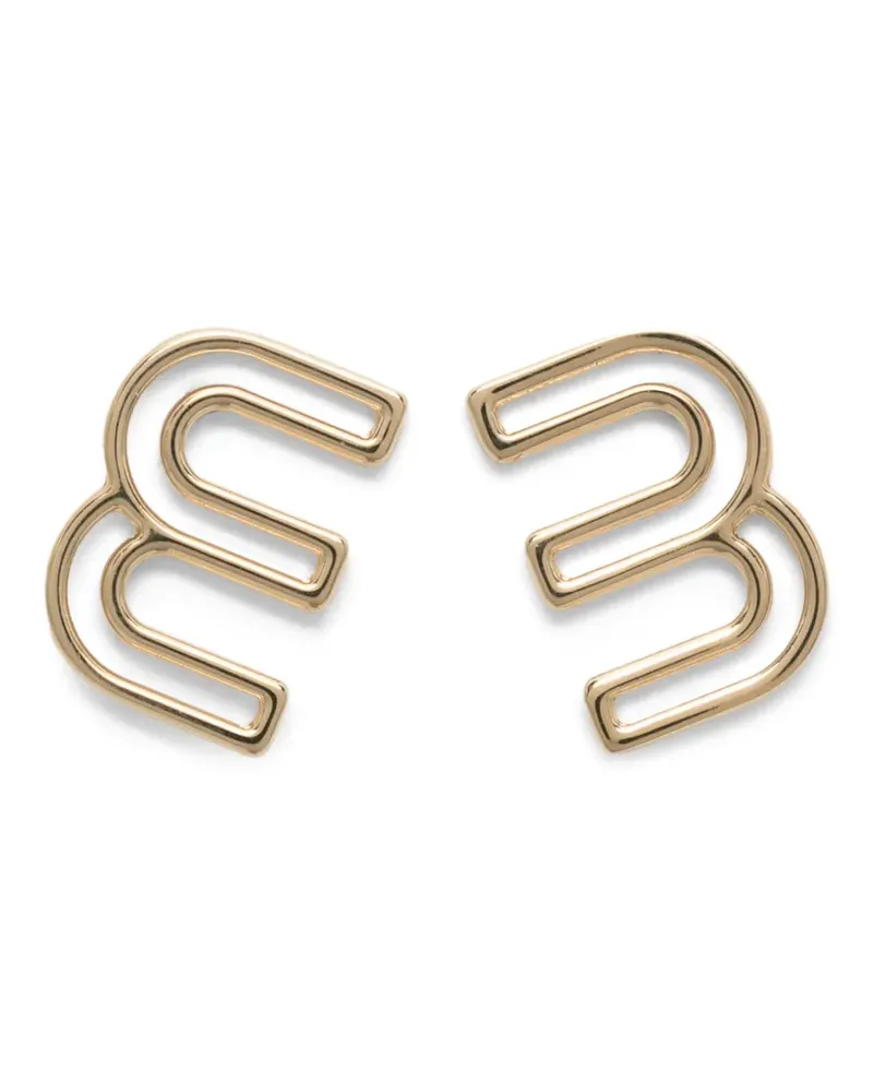 Miu Miu logo-plaque earrings - Gold Gold