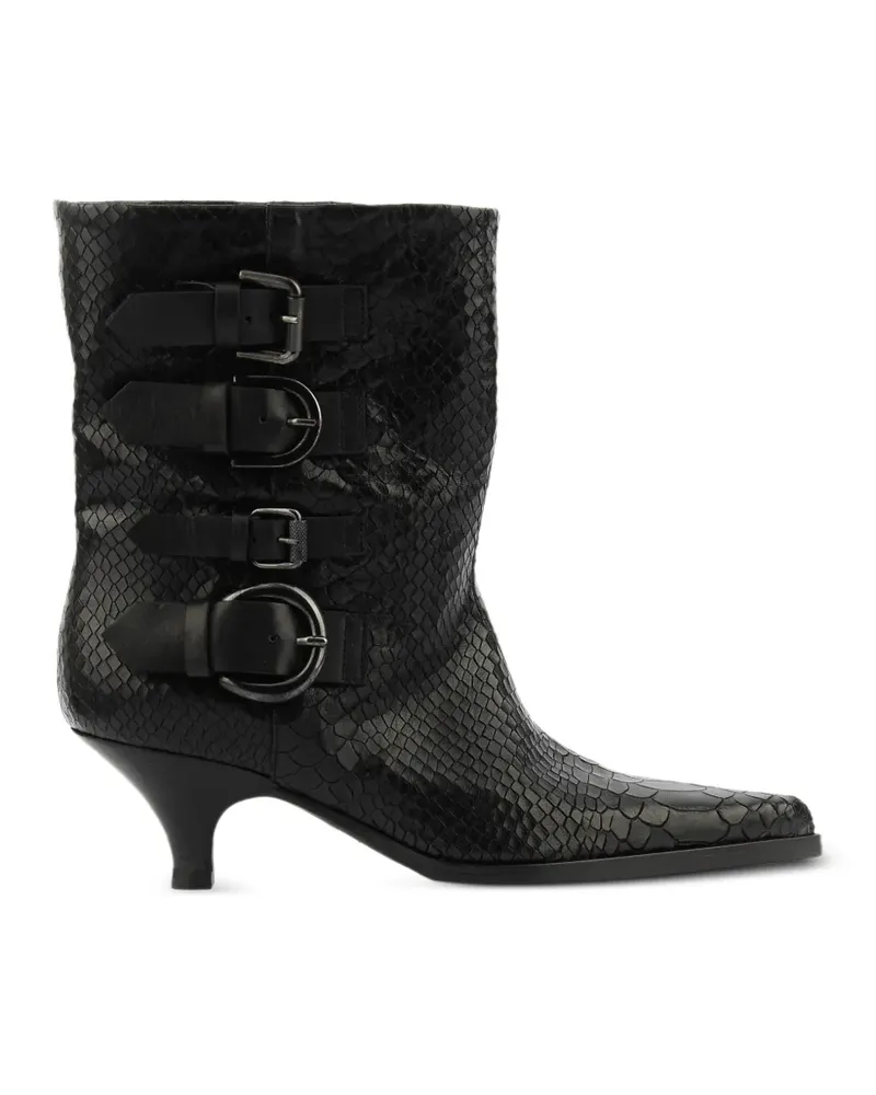 Elena Iachi Stiefeletten mit Schlangen-Print - Schwarz Schwarz
