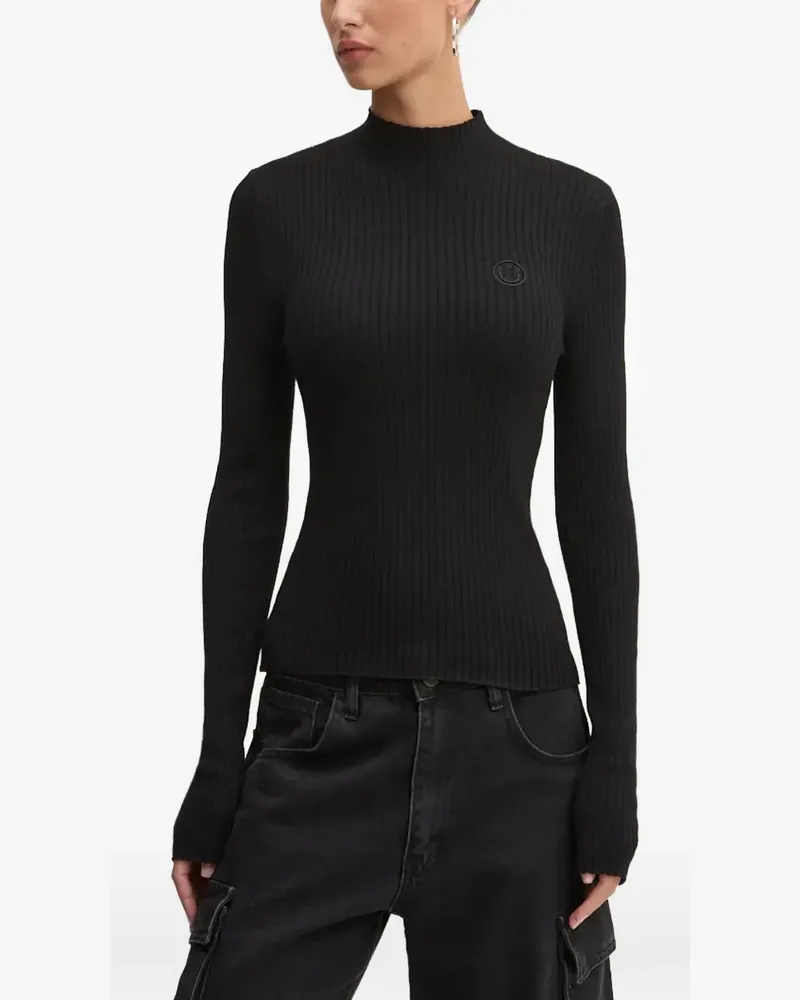 HUGO BOSS mock-neck logo-detail top - Schwarz Schwarz