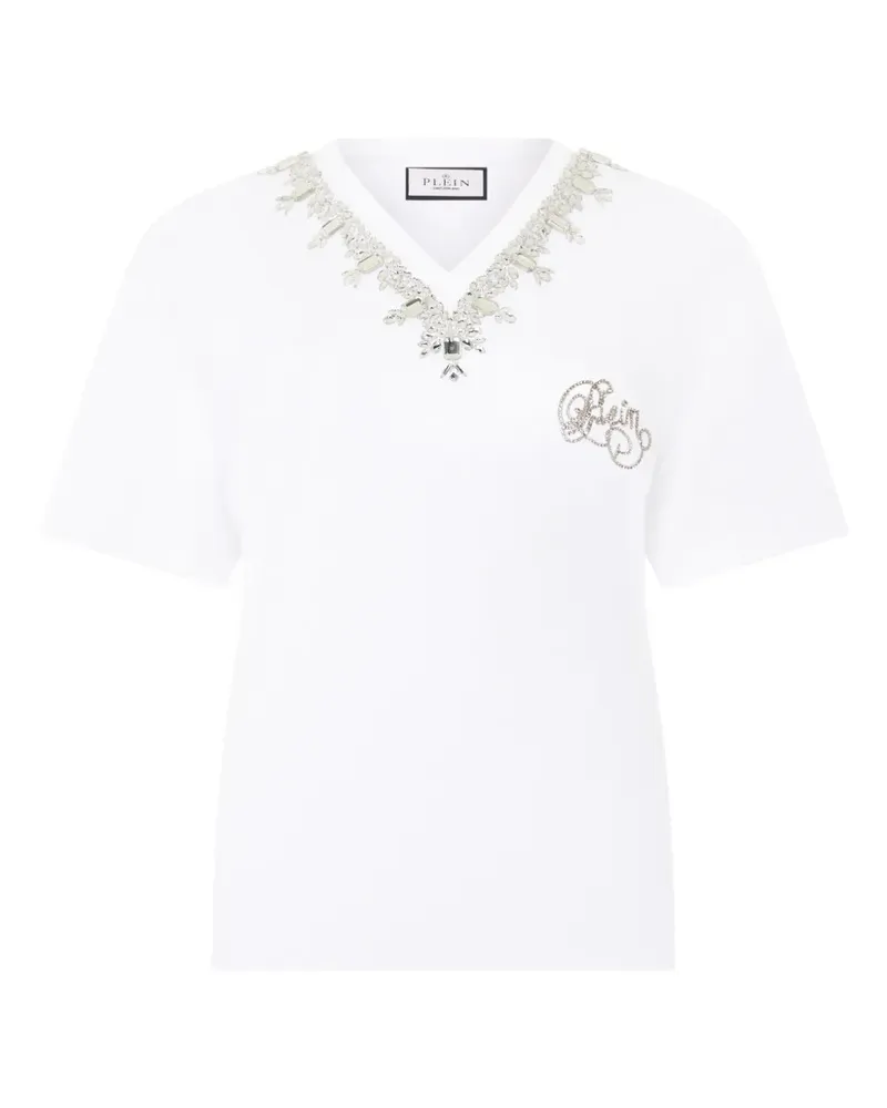 Philipp Plein T-Shirt mit V-Ausschnitt - Weiß Weiß