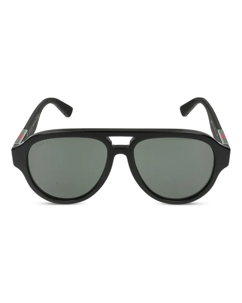 Gucci Web-stripe pilot sunglasses - Schwarz Schwarz