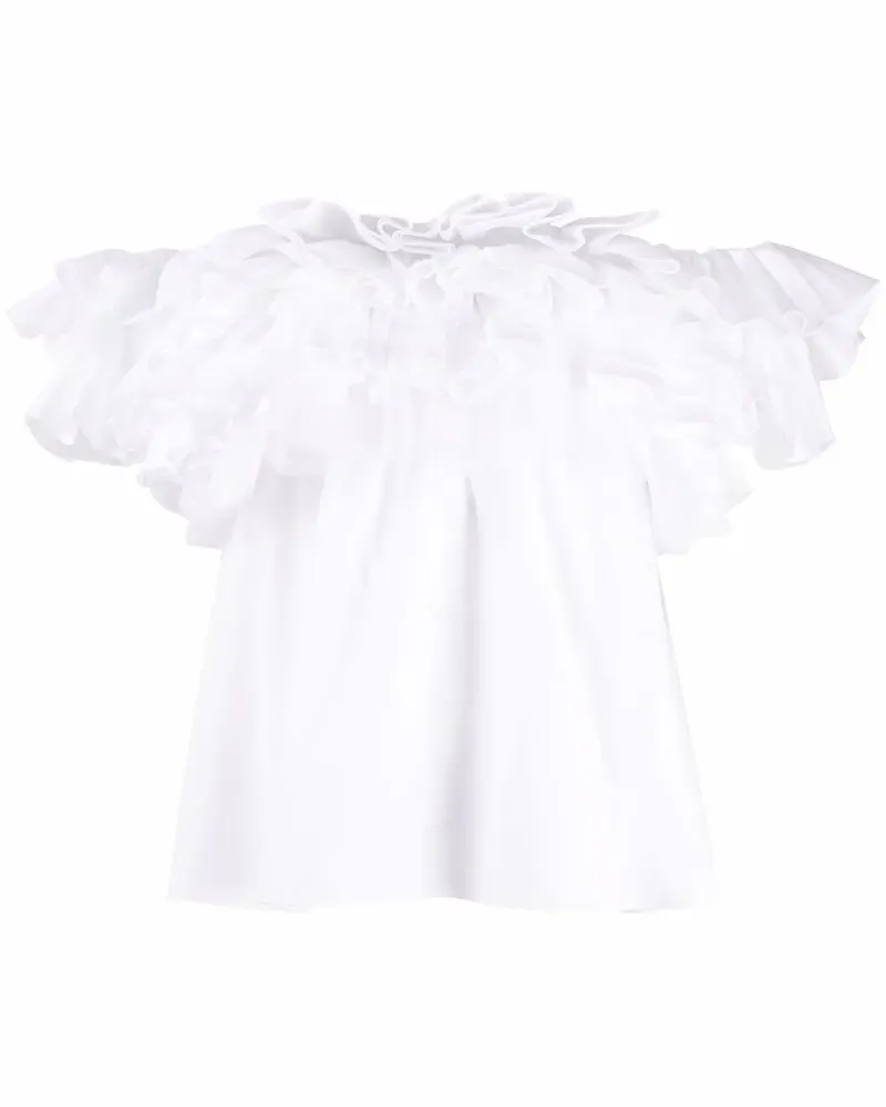 Giambattista Valli Schulterfreies Oberteil mit Rüsche - Weiß Weiß