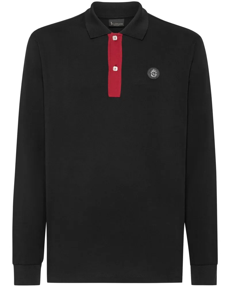 Billionaire Poloshirt mit Wappenstickerei - Schwarz Schwarz