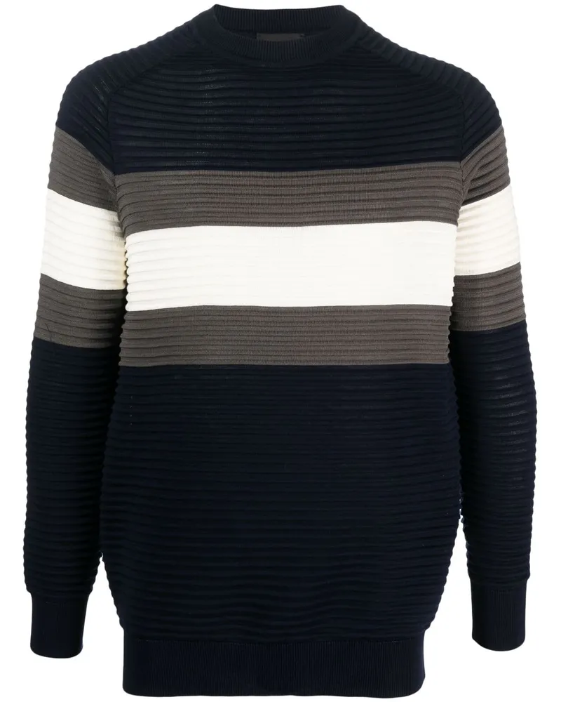 Emporio Armani Gerippter Pullover mit Streifen Blau