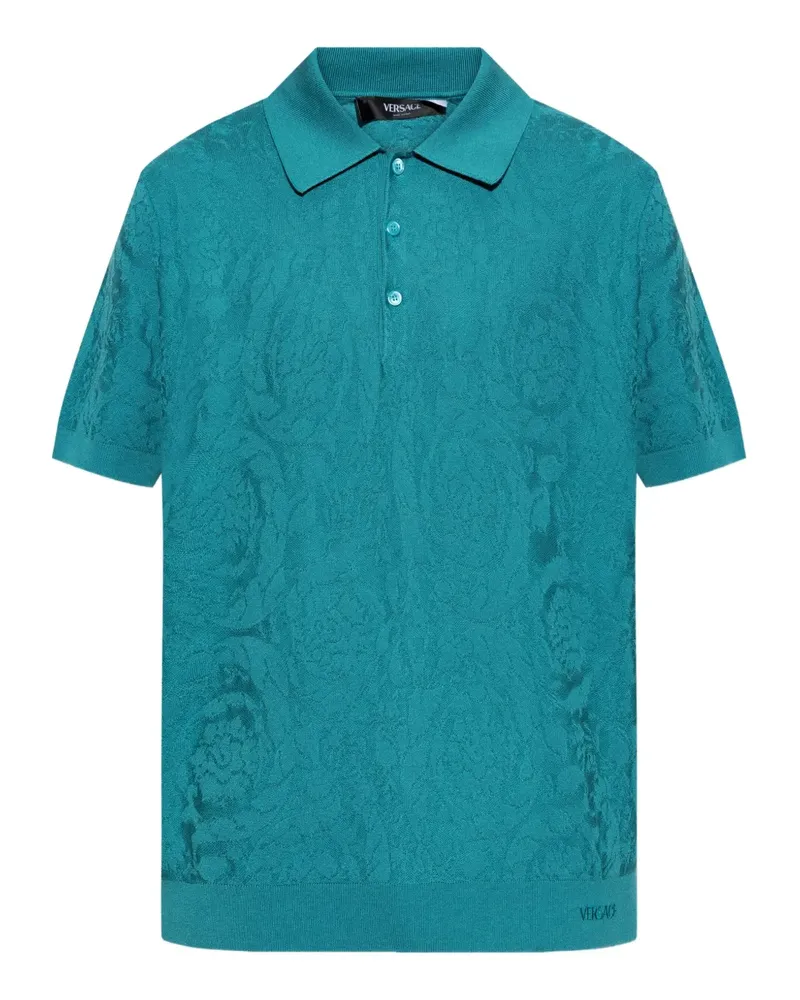 Versace Poloshirt aus Barocco-Jacquard - Blau Blau