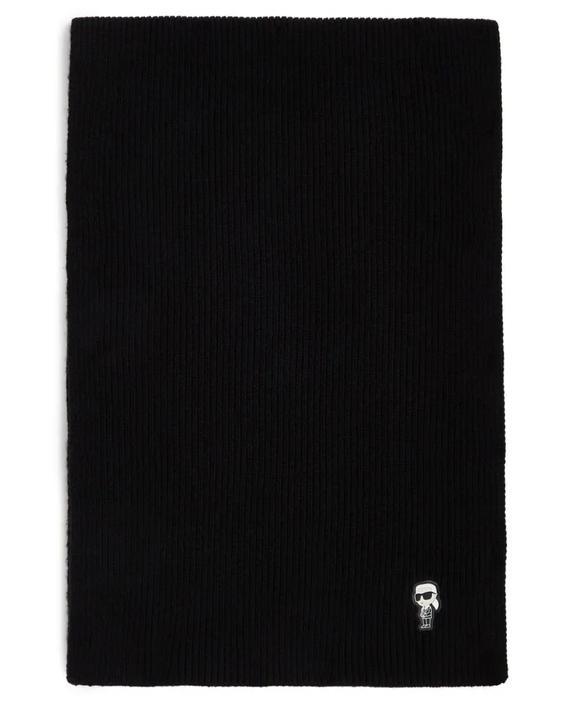 Karl Lagerfeld Gestrickter Ikon Schal - Schwarz Schwarz