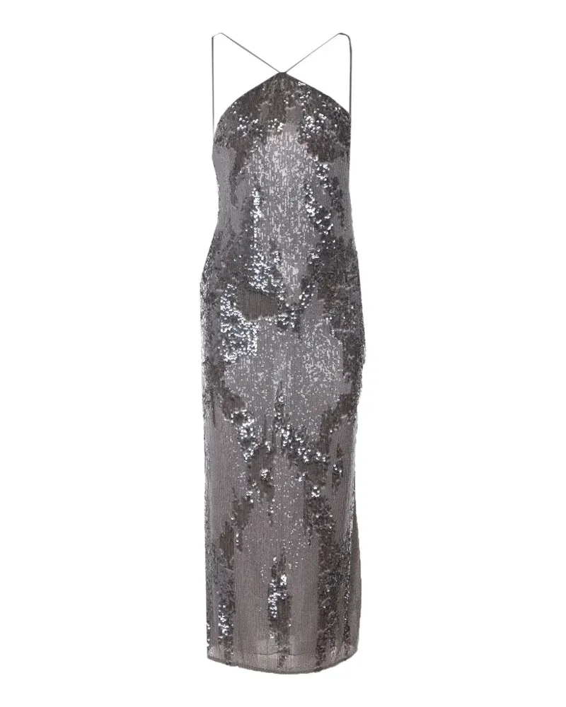 Patrizia Pepe sequined spaghetti-strap maxi dress - Grau Grau