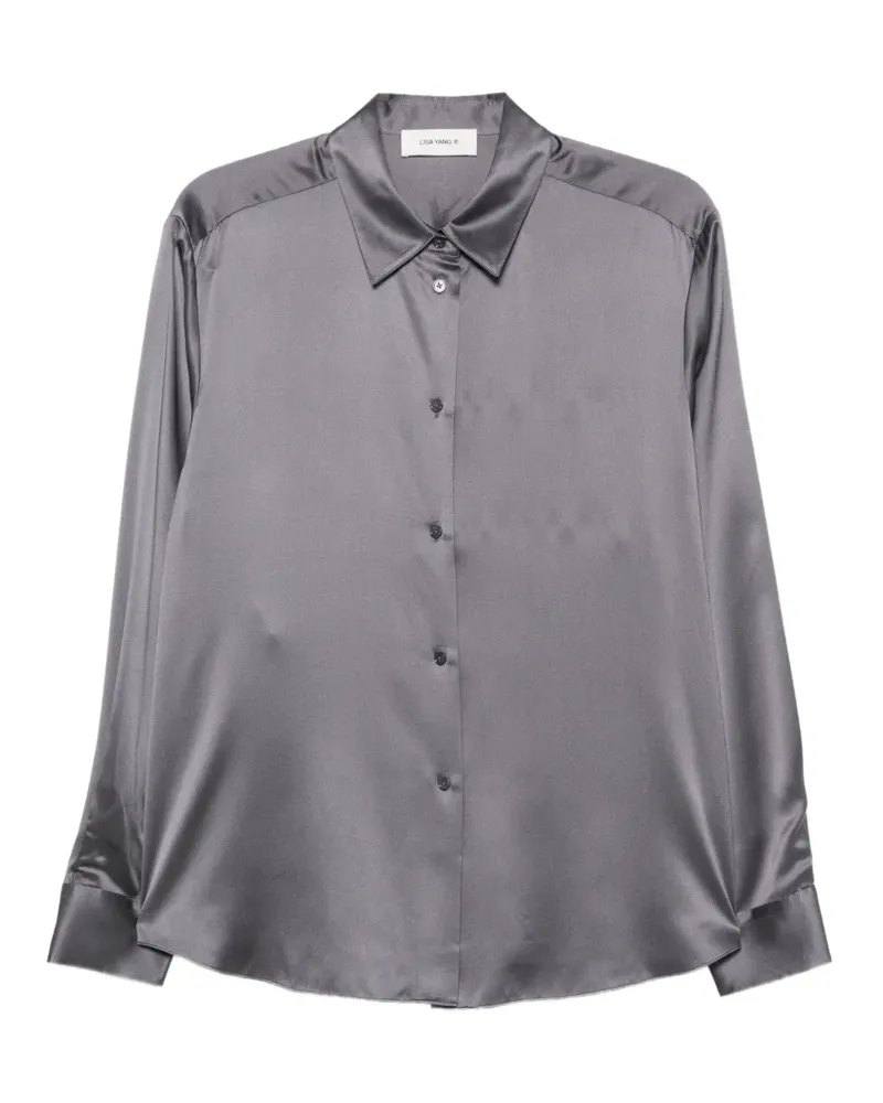 Lisa Yang satin long-sleeve shirt - Grau Grau