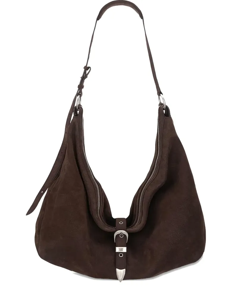 Marge Sherwood Hobo-Wildleder-Schultertasche mit Gürtel - Braun Braun