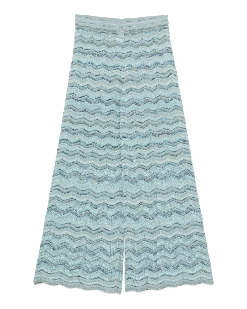 D.EXTERIOR chevron-knit wide-leg trousers - Blau Blau