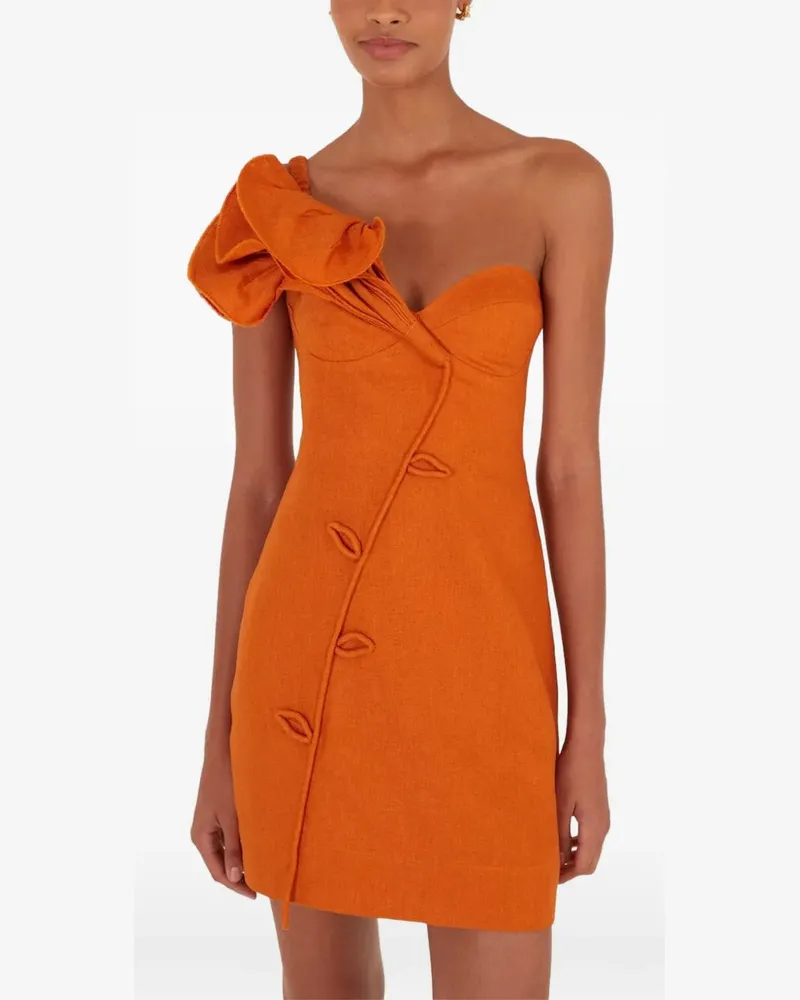 FARM Rio One-Shoulder-Kleid mit Volants - Orange Orange