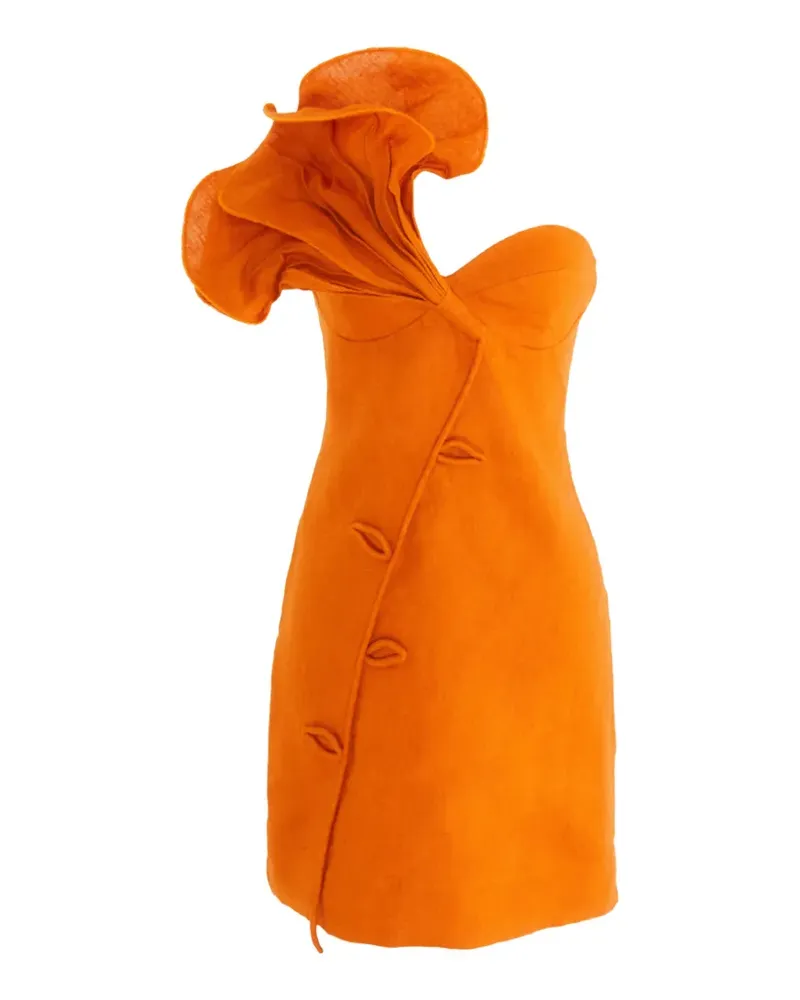 FARM Rio ruffle one-shoulder mini dress - Orange Orange
