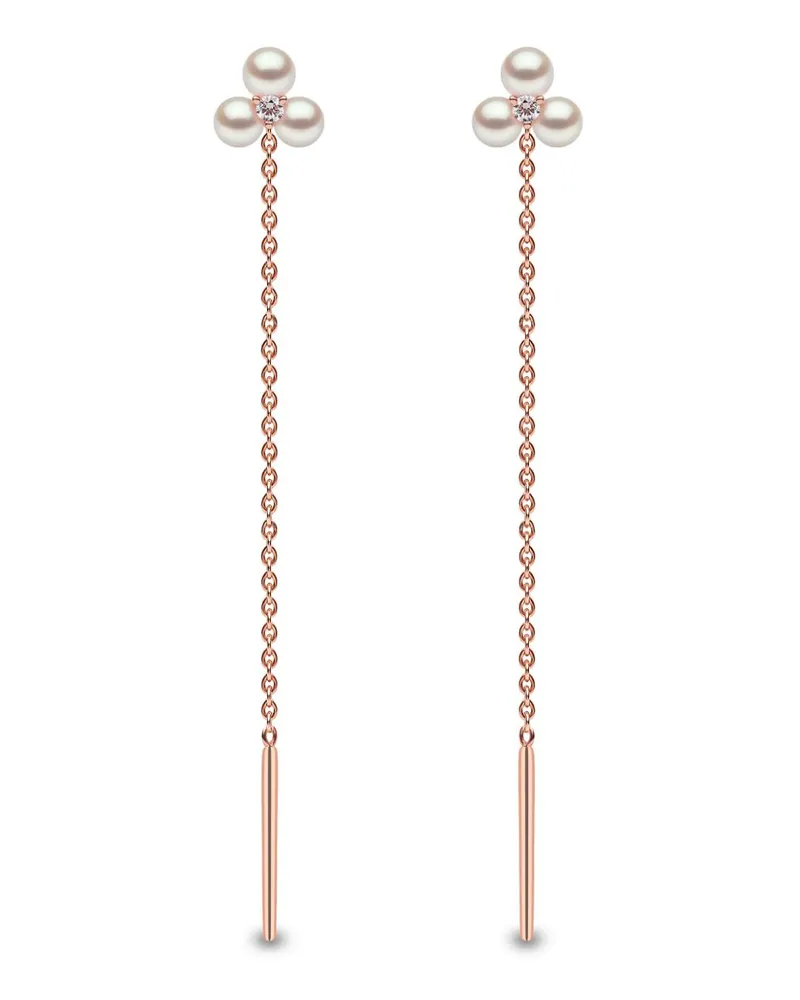 YOKO London 18kt Trend Weißgoldohrringe mit Süßwasserperle und Diamanten - Rosa Rosa