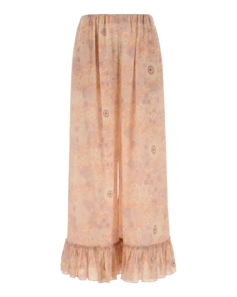 Chloé floral-print ruffled trousers - Nude Nude