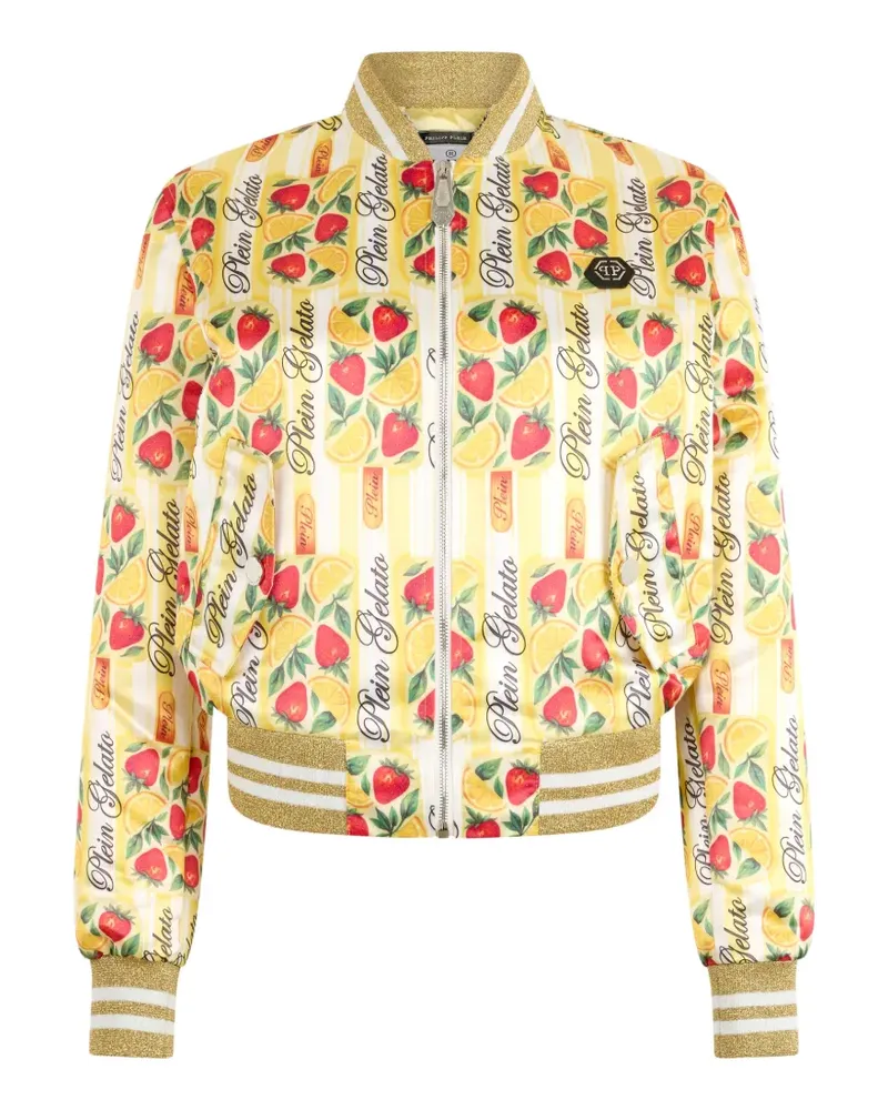 Philipp Plein Gestreifte Bomberjacke - Gelb Gelb