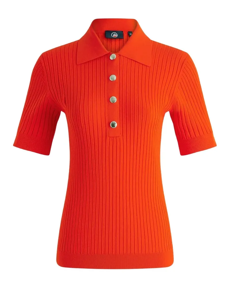 FUSALP Vera ribbed polo top - Orange Orange