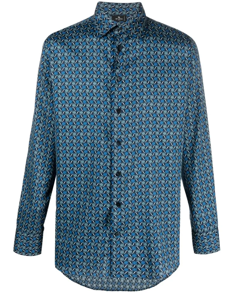 Etro Geometrisch gemustertes Hemd - Blau Blau