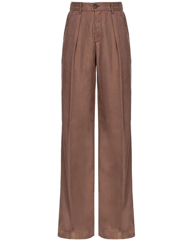 Pinko Straight-Leg-Hose mit Logo-Stickerei - Braun Braun