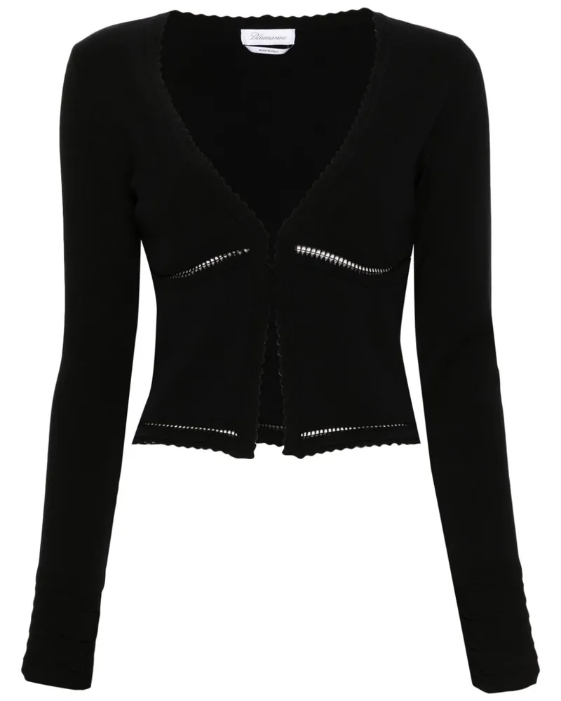 Blumarine Cardigan mit gewelltem V-Ausschnitt - Schwarz Schwarz