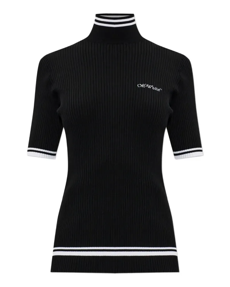 OFF-WHITE Gerippter Pullover mit Logo-Stickerei - Schwarz Schwarz