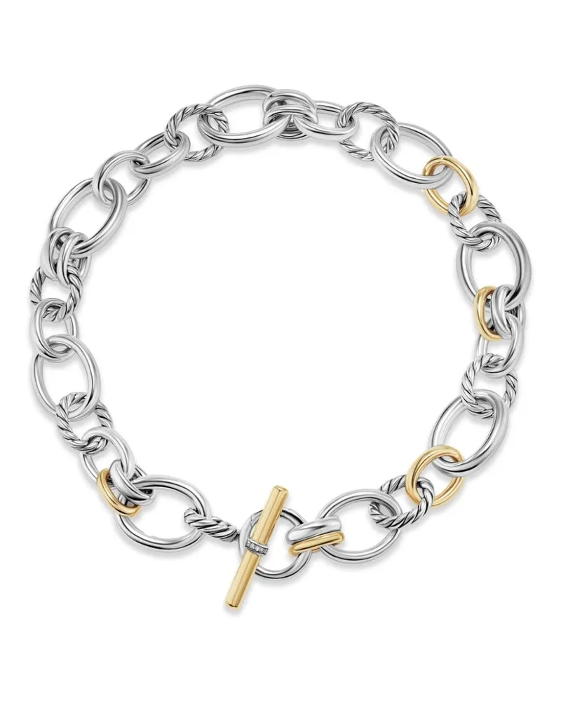 David Yurman 18kt DY Mercer Gelbgoldhalskette mit Diamanten (25mm) - Silber Silber