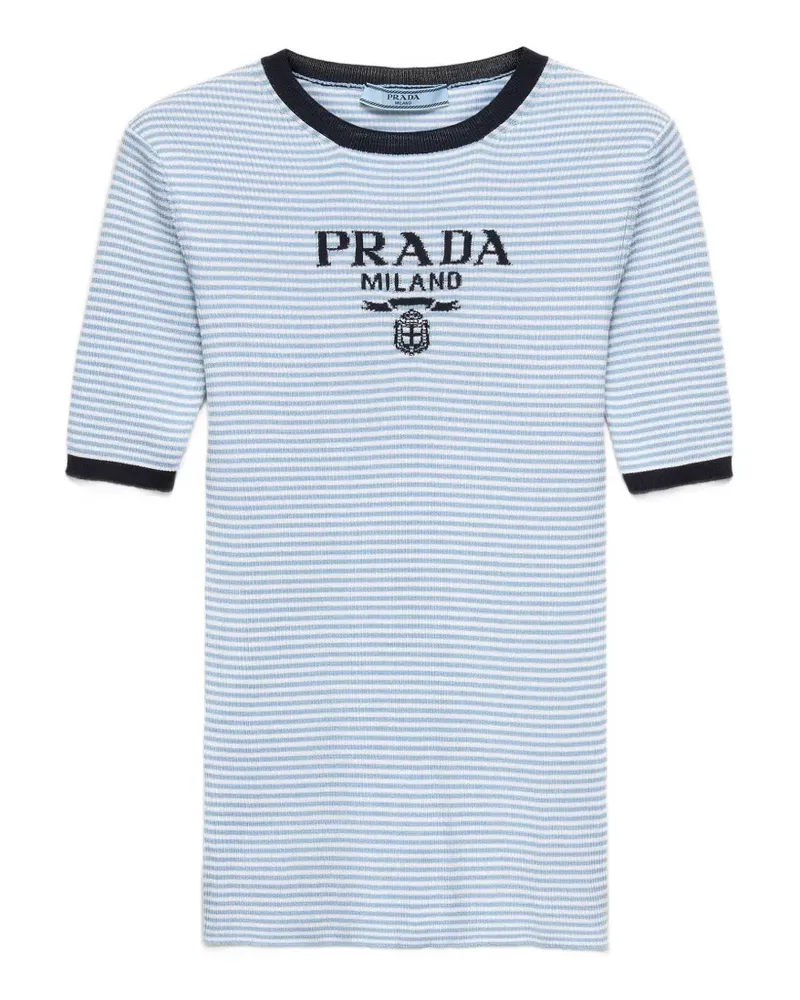 Prada Gestreifter Seidenpullover - Blau Blau