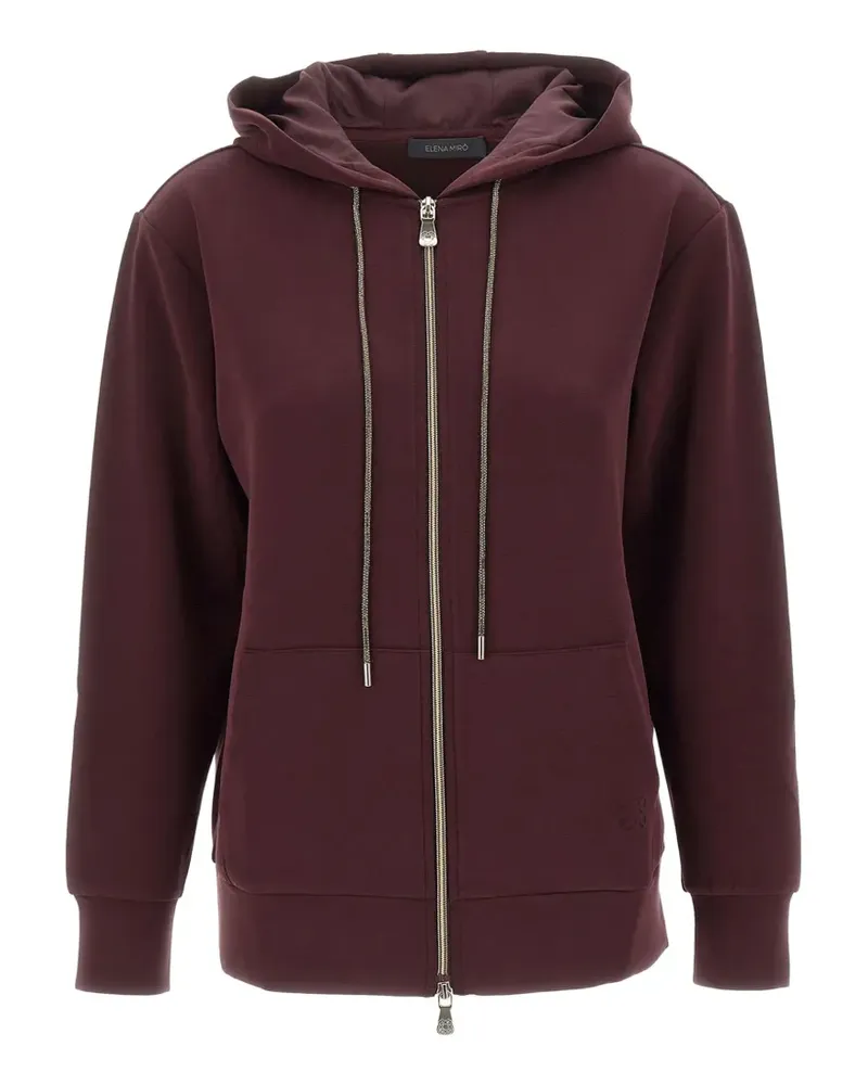 Elena Mirò rhinestone-drawstring zip-up hoodie - Rot Rot