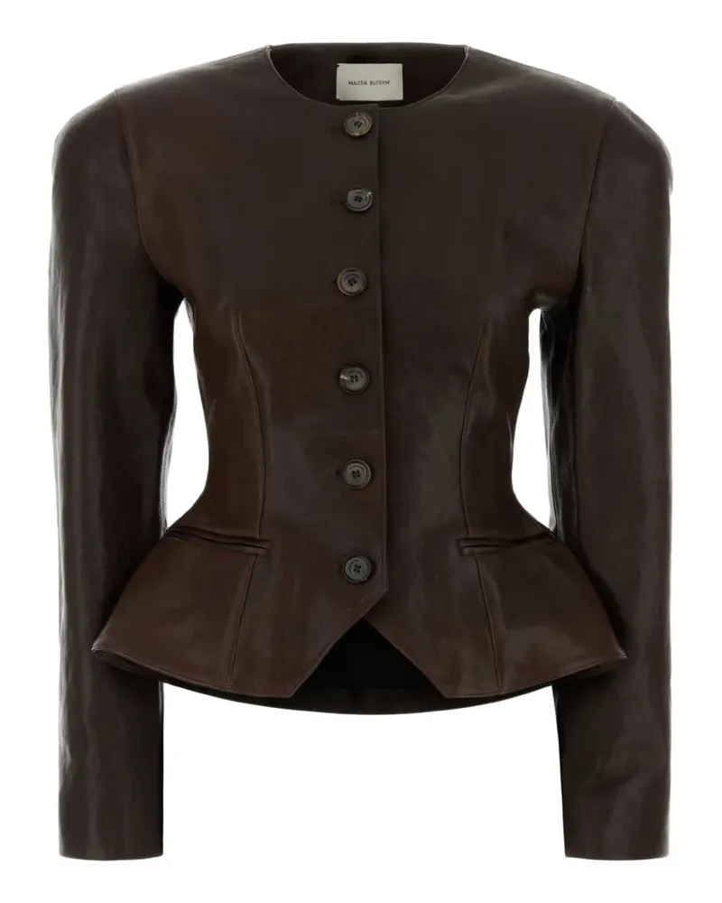 Magda Butrym Bikerjacke mit Schößchen - Braun Braun