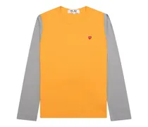 Langarmshirt mit aufgestickten Herzen - Gelb