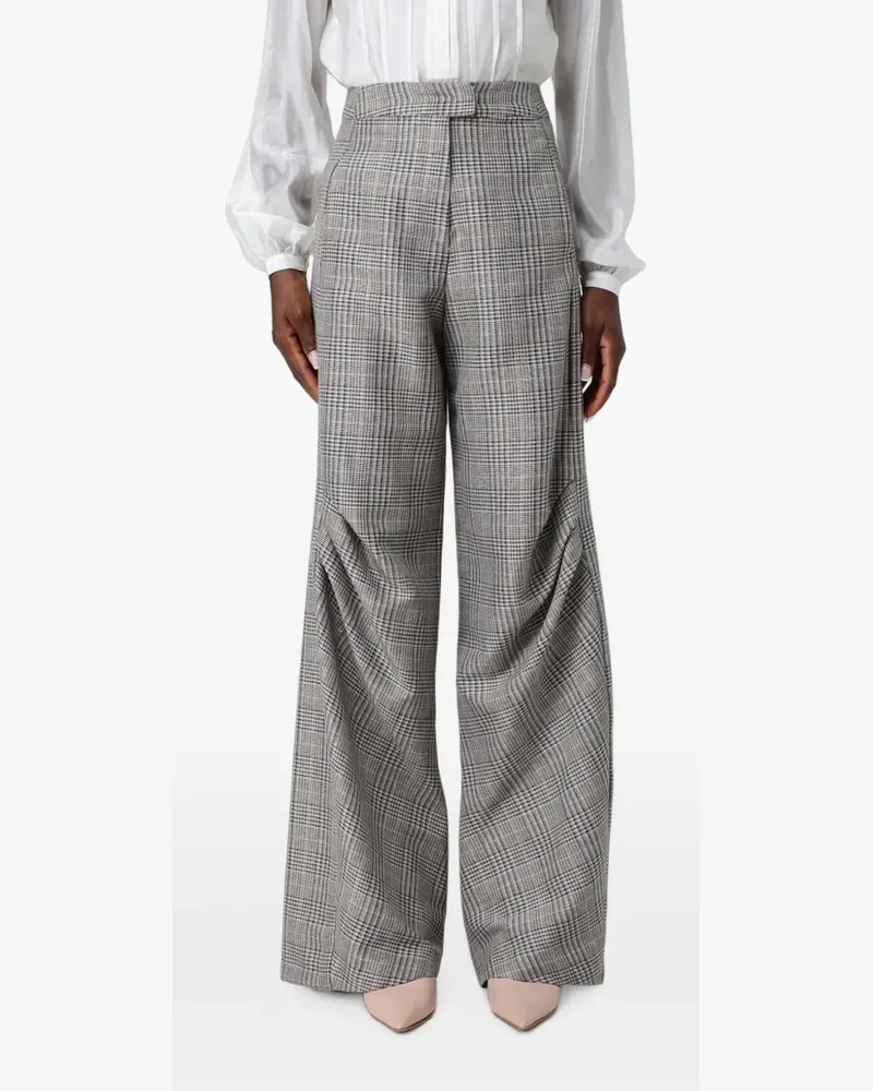 Hanita Karierte Wide-Leg-Hose - Grau Grau