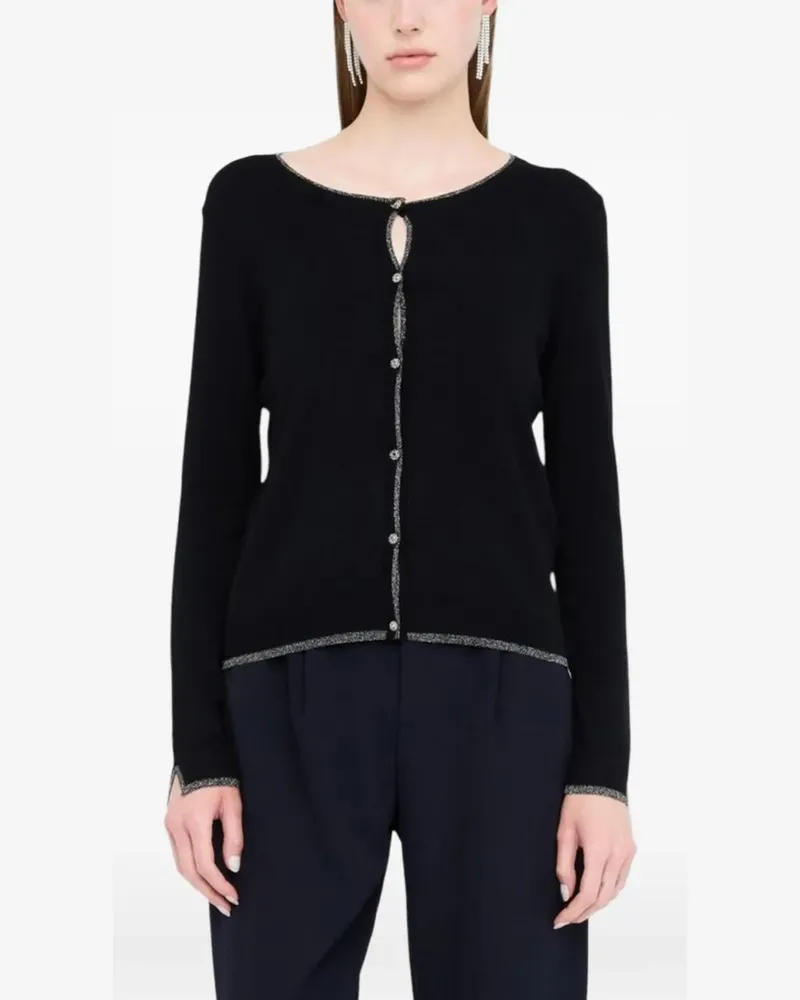Liu Jo lurex-trim jewel-button cardigan - Schwarz Schwarz