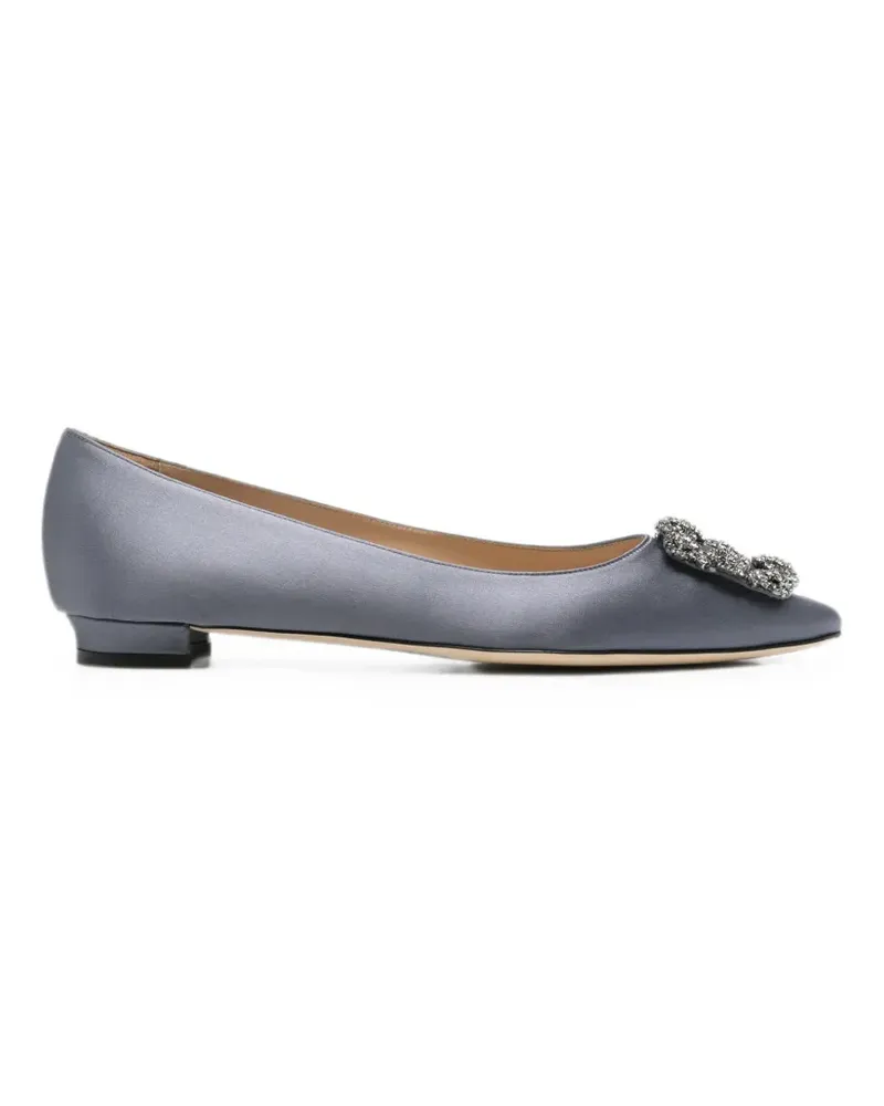 Manolo Blahnik crystal-embellished ballet flats - Blau Blau