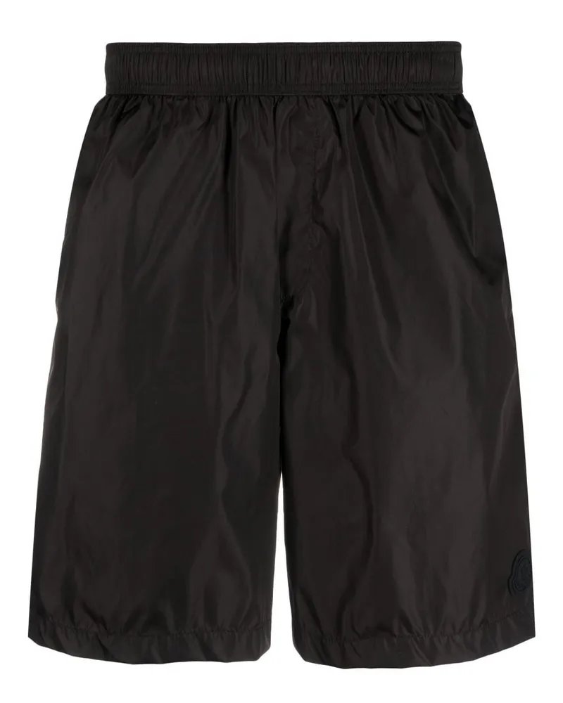 Moncler Badeshorts mit Logo-Patch - Schwarz Schwarz