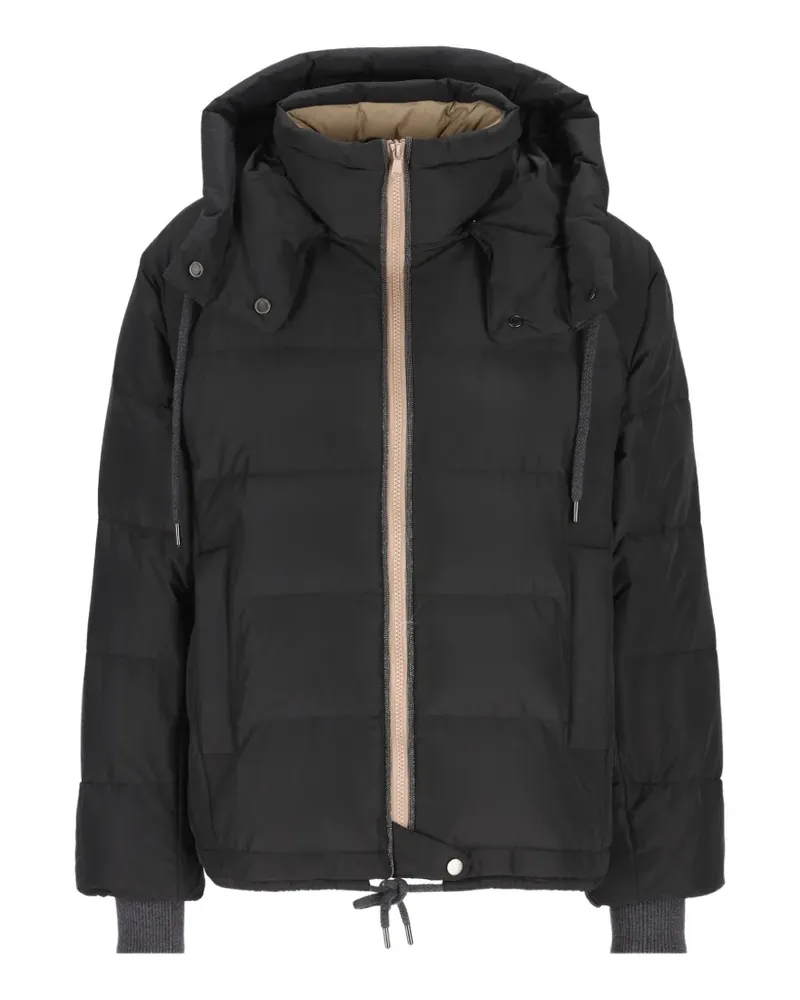 Brunello Cucinelli Monili-trim padded jacket - Schwarz Schwarz