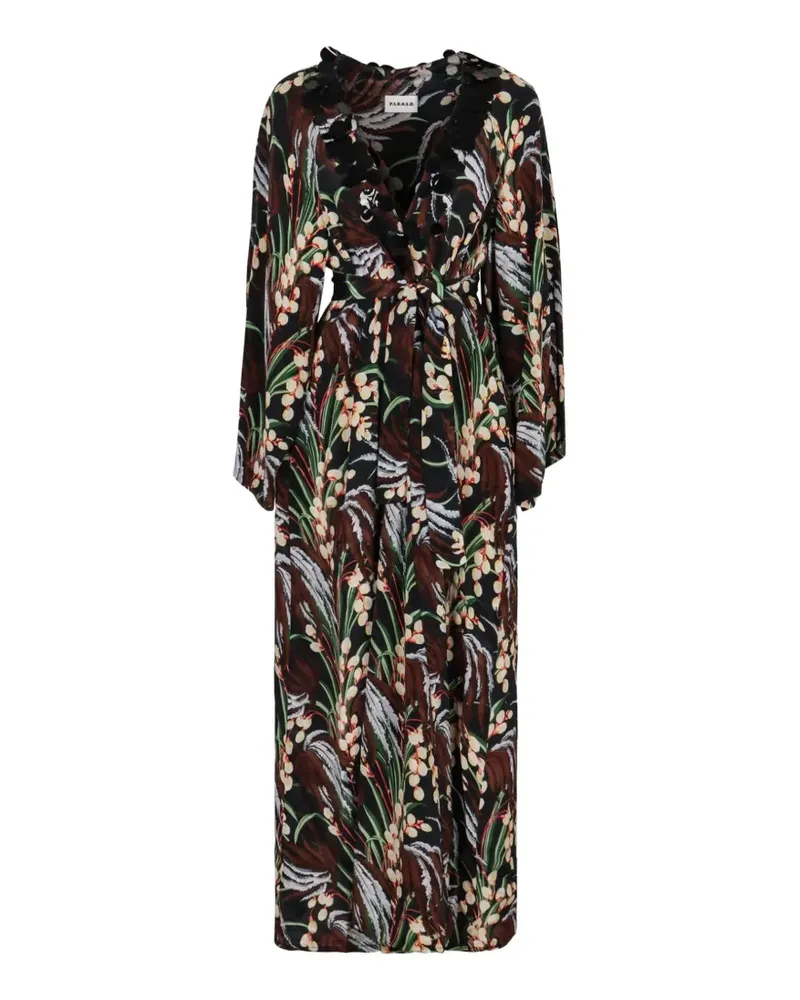 P.A.R.O.S.H. Kreppkleid mit Print - Schwarz Schwarz