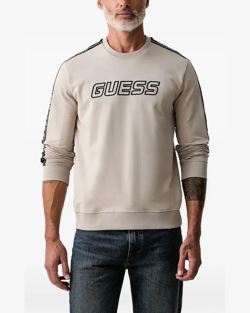 Guess logo-print tape-detail sweatshirt - Nude Nude