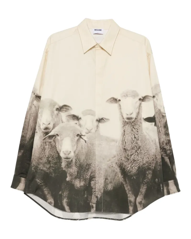 Moschino print-detail long-sleeve shirt - Nude Nude
