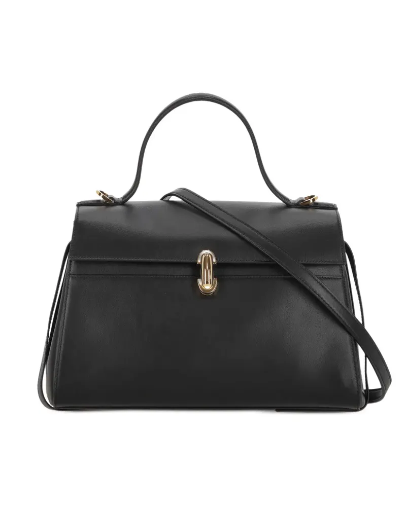 SAVETTE Soft Symmetry Tote Bag aus Leder - Schwarz Schwarz