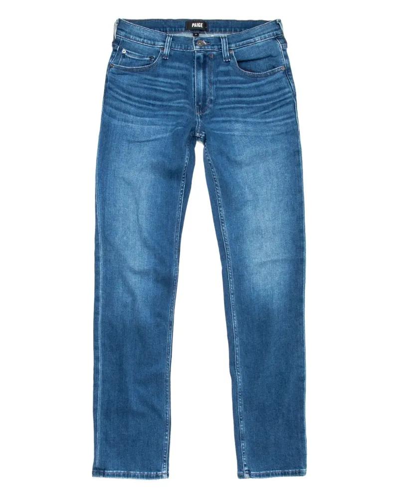 Paige Straight-Leg-Jeans mit Rückenpatch - Blau Blau