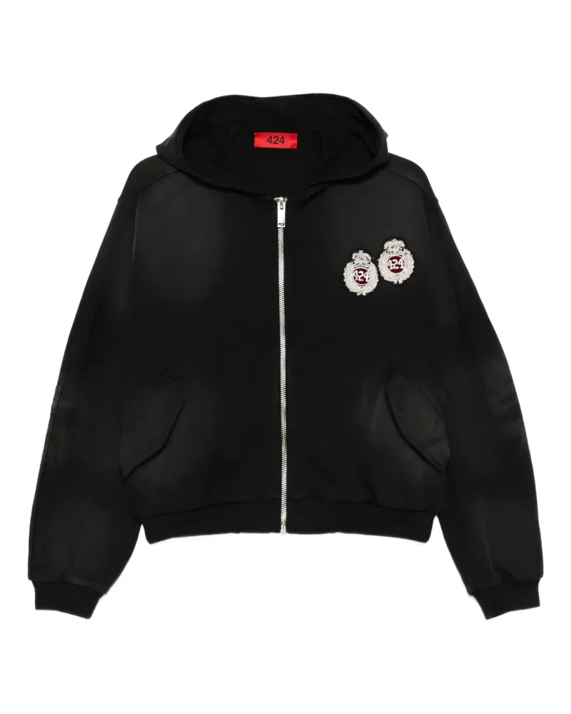 FourTwoFour on Fairfax Verzierter Hoodie - Schwarz Schwarz