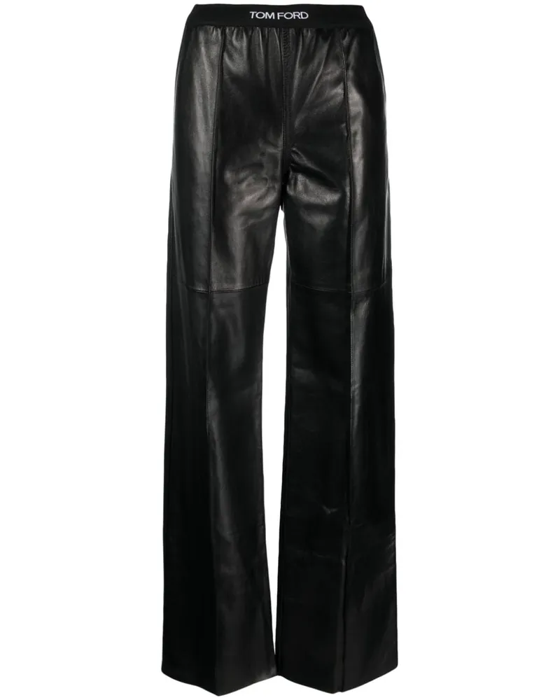 Tom Ford Hose in Lederoptik - Schwarz Schwarz