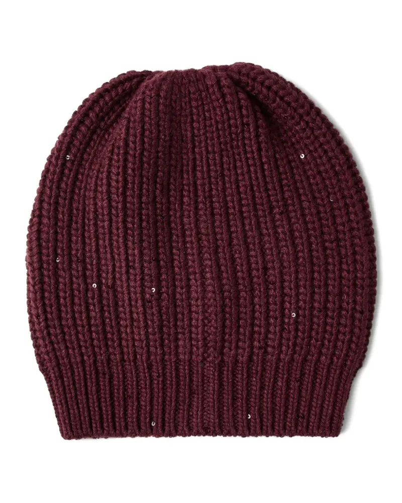 Brunello Cucinelli Gerippte Beanie mit Pailletten - Rot Rot
