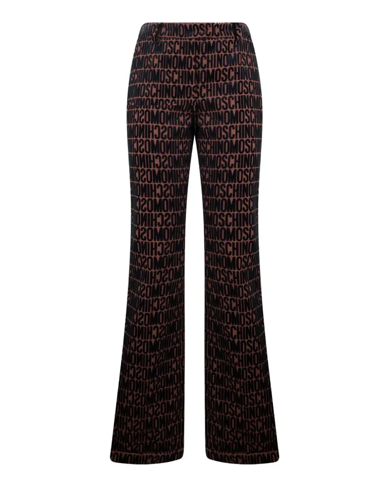 Moschino logo-print flared trousers - Braun Braun