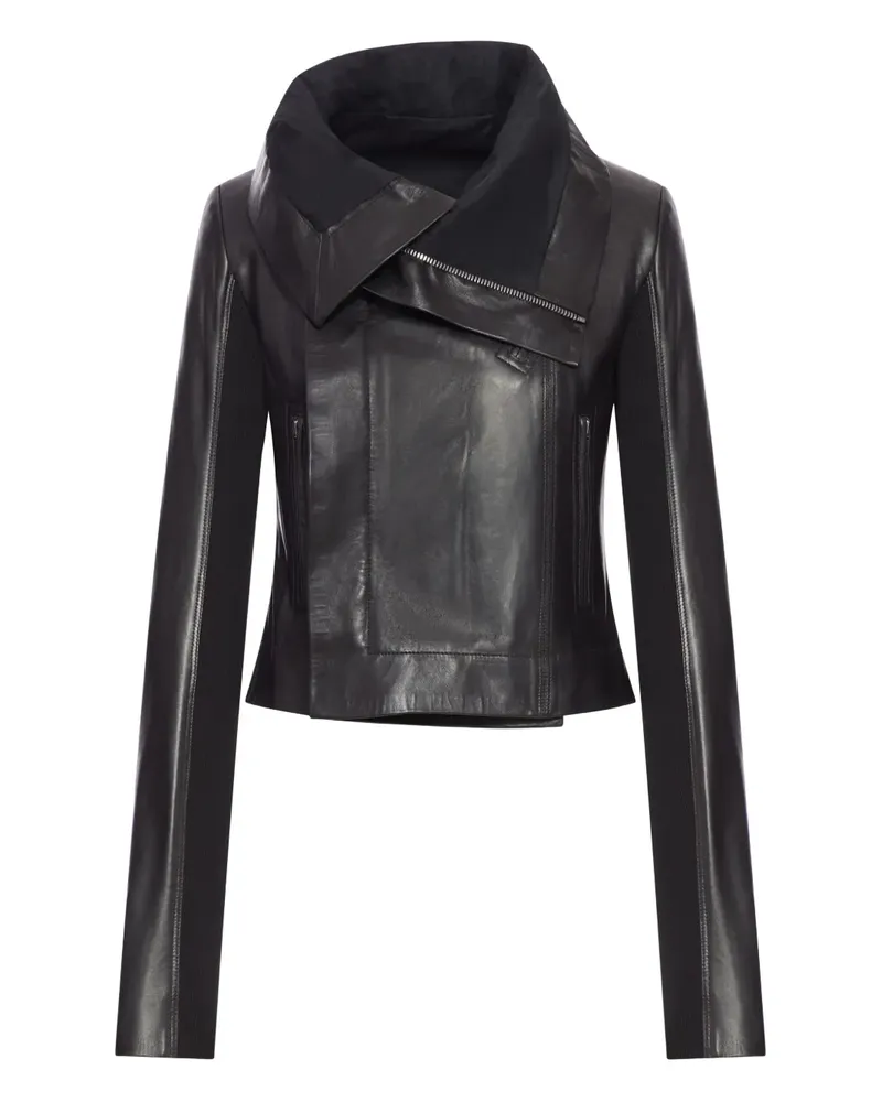Rick Owens Lederjacke mit asymmetrischem Kragen - Schwarz Schwarz